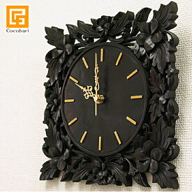 木製レリーフ時計 プルメリア(スペシャル)28cm（時刻彫りタイプ) 【 掛け時計 おしゃれ 壁掛け アジアン バリ風 バリ雑貨 アジアン雑貨 ハワイ 開店祝い 新築祝い 】