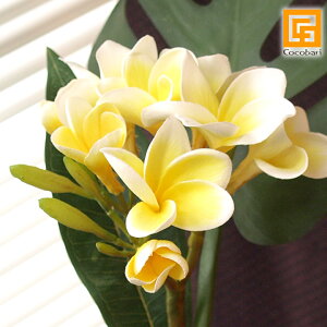 フェイクフラワー プルメリア(枝葉付)イエロー 【 造花 アーティフィシャル フラワー アート フラワー インテリア トロピカル フラワー フェイク おしゃれ 高級 リアル 本物 そっくり 】