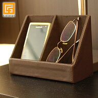 スマホ＆メガネホルダー(フェイクレザー）【 おしゃれ メガネスタンド メガネ置き 眼鏡 スマホスタンド …