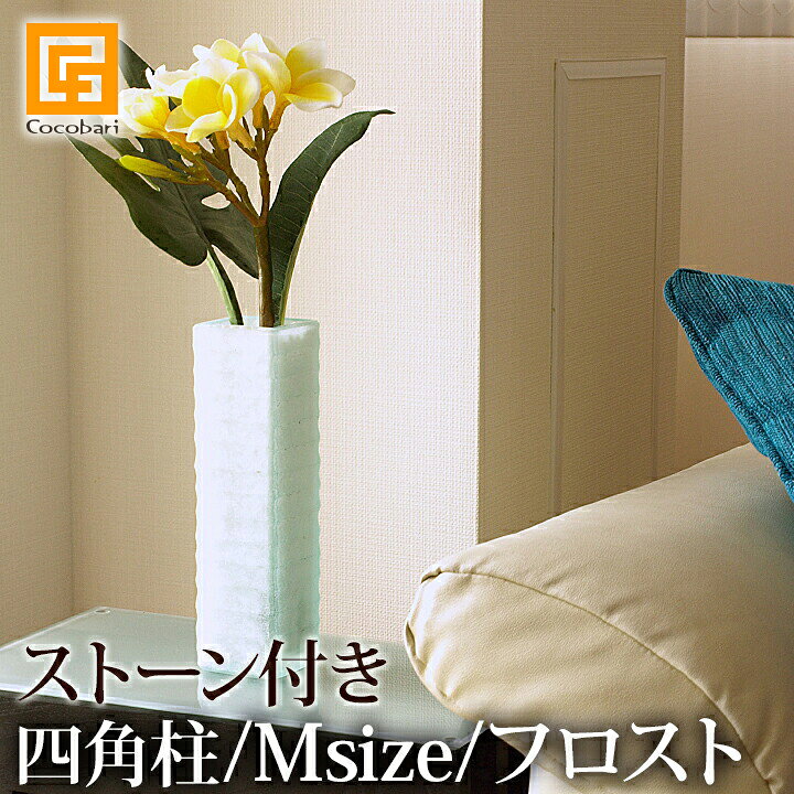 楽天市場】ガラスVASE 四角柱（フロスト）M（ナチュラルストーン付き 