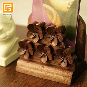 木製スタンド(プルメリア)B 【 パンフレットラック 置き 卓上 カタログ立て プルメリア ディスプレイ バリ 雑貨 バリ島 ハワイ ハワイアン インテリア おしゃれ 】