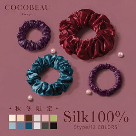 【楽天1位・年間ランキング2025受賞】COCOBEAU ヘアゴム シルク シュシュ ベロアシュシュ 絡まない 22匁 大人シルク100％ ヘアアクセサリー 毛崩れにくい ゴム跡がつきにくい プレゼント 母の日