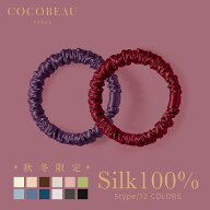 【楽天1位】【2点セット】COCOBEAU ヘアゴム シルク シュシュ 絡まない 1cm 22匁 シュシュ 大人 シルク10…