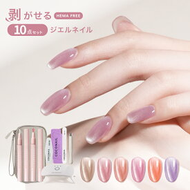 『ポイント10倍・3500円以上35%OFFクーポンあり』【COCONAILお得にリニューアル★トラベル10点セット★秋冬新色発売】はがせる HEMAフリー 水光マグネットジェルネイル ベース・トップ付き 初心者 収納ポーチ付き 母の日 プレゼント ネイリスト監修 クリスマス