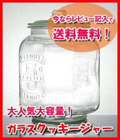 【今だけ送料無料！】【Glass Cookie Jar アンティーク ガラスクッキージャー】（容量：7.0L 米約5kg）