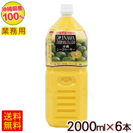 沖縄シークワーサー100 果汁100％ 2000ml×6本　/シークワーサージュース 原液 青切り 業務用 オキハム【FS】