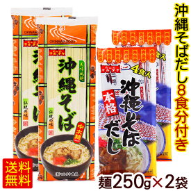 沖縄そば 250g×2袋 （沖縄そばだし8食分付き）　/マルタケ 中太麺 乾麺 約8人前 1000円ポッキリ【M便】