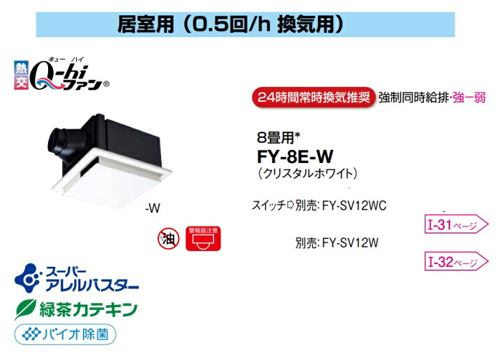 楽天市場】パナソニック FY-8E-W Q-hiファン (天埋め形) 換気扇 熱交換 