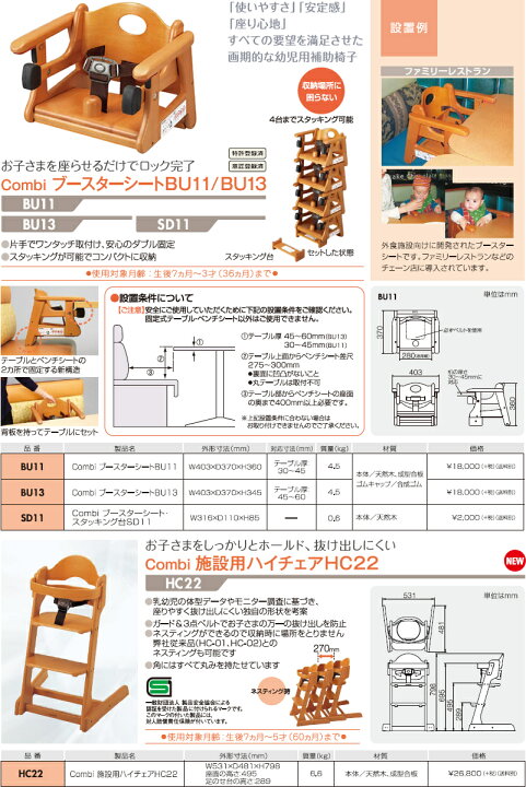 楽天市場】コンビ BU11 ブースターシートBU11 ダイニング ベビーチェア 