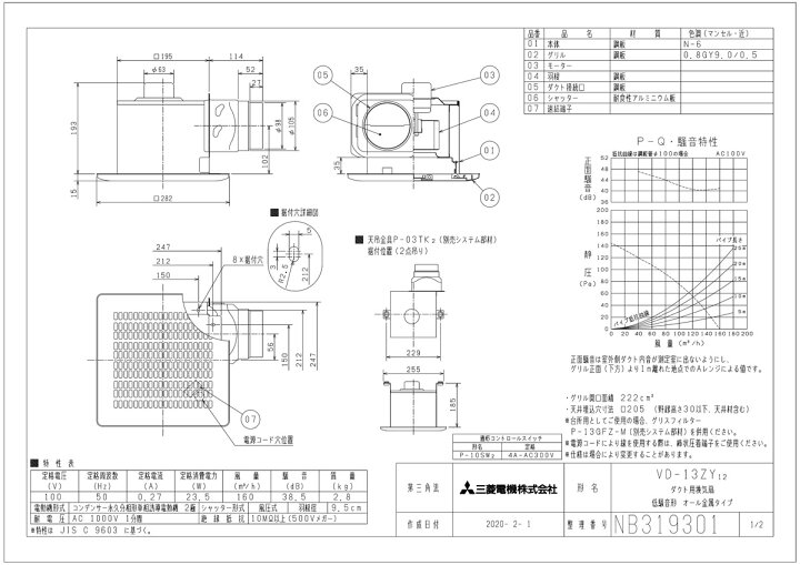 楽天市場】三菱 換気扇 VD-13ZY12 ダクト用換気扇 天井埋込形(ACモーター搭載) ミニキッチン・湯沸室用 金属ボディ (旧品番：VD-13ZY9)  メーカー生産終了次第、VD-13ZY13にてお手配となります : 換気扇の激安ショップ プロペラ君