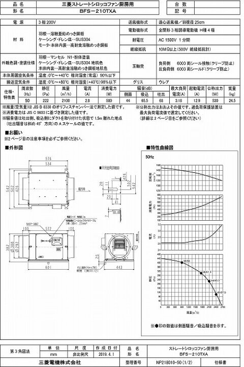 楽天市場】三菱 mitsubishi 換気扇 BFS-210TXA2 産業用送風機 [本体 
