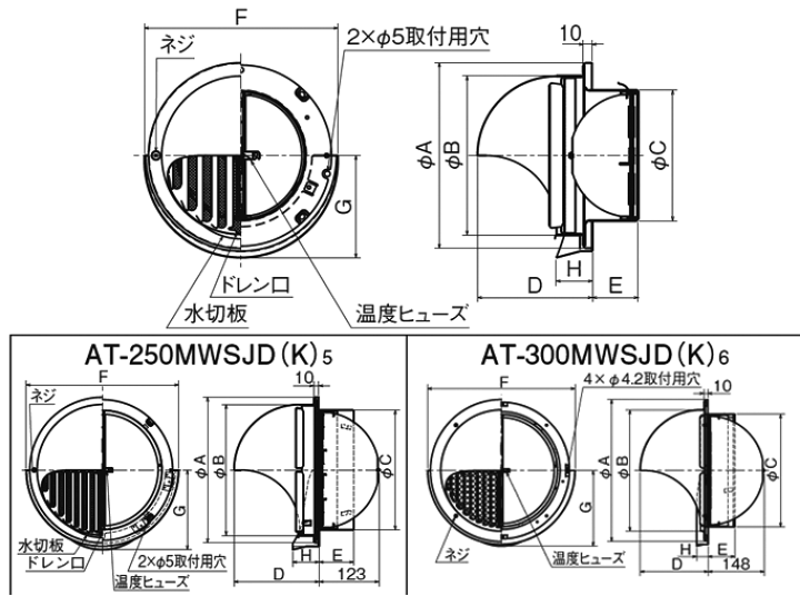 楽天市場】メルコエアテック 【AT-250MWSJK5】外壁用（ステンレス製