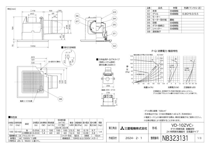 楽天市場】三菱【VD-10ZVC7】 換気扇 ダクト用換気扇 天井埋込形 接続 