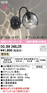 【OG264240LCR】オーデリック エクステリア ポーチライト LEDランプ 演色性(Ra):94 別売りで人検知カメラ、人感センサー モード切替、明暗センサー接続可能 アクア ウォーター