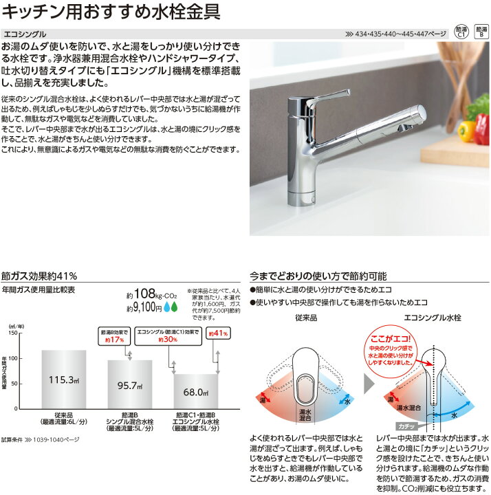 楽天市場】TOTO キッチン用水栓金具 TKS05305Z GGシリーズ シングル 