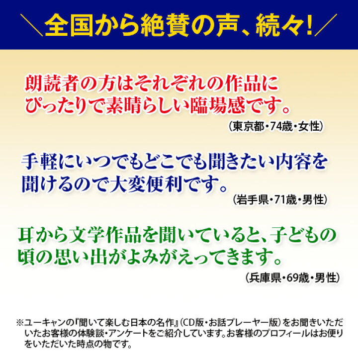 楽天市場】聞いて楽しむ日本の名作 どこでもお話プレーヤー 169作品 