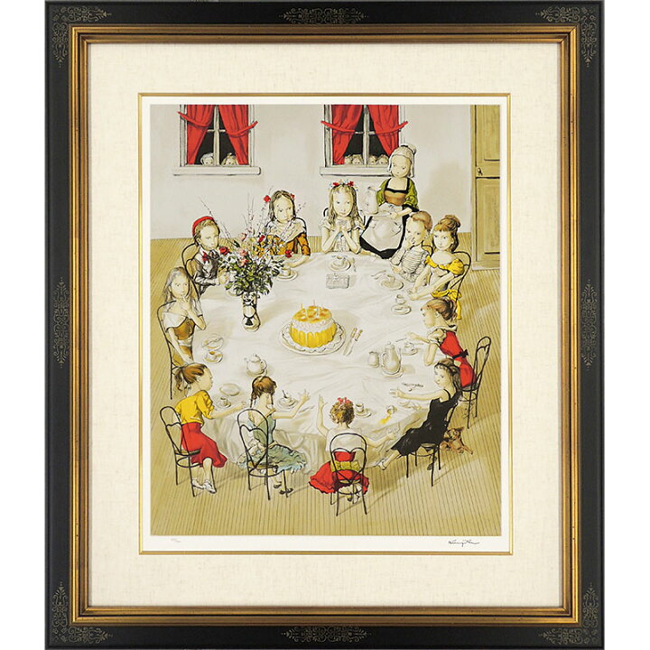 楽天市場】版画 藤田嗣治「お誕生日」 リトグラフ 額付き 大型絵画 