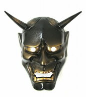 ＊ 般若面　般若の面（黒） 鉄製　魔除け　厄除け　壁掛け　彫刻　美術品　鉄製品　化粧箱入り　お面　小…