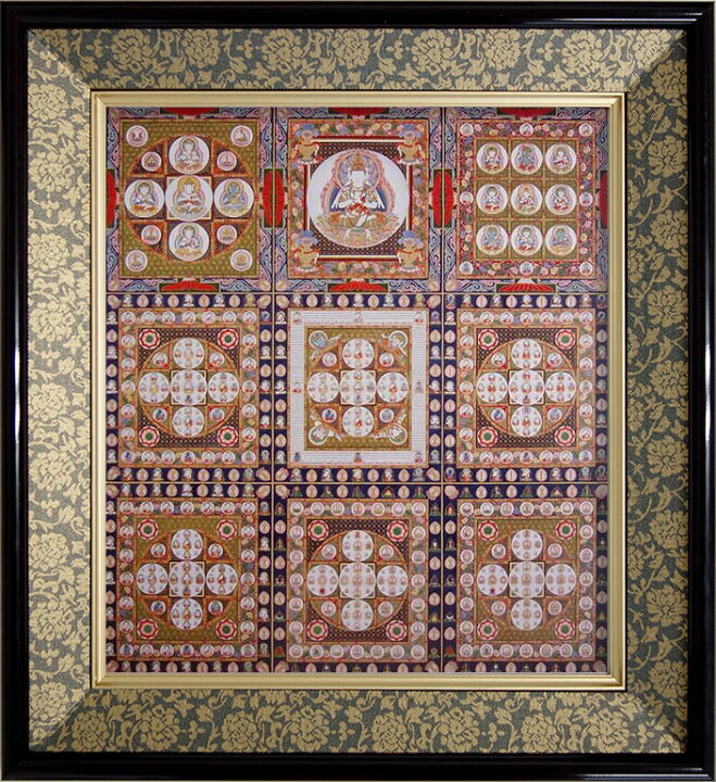 楽天市場】仏画 緞子 色紙額 「金剛界曼荼羅」 複製画 額付き（額外寸 