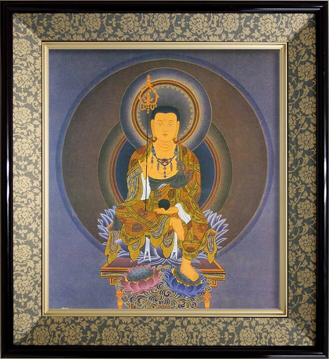 楽天市場】仏画 緞子 色紙額 「地蔵菩薩」 複製画 額付き（額外寸32.5 