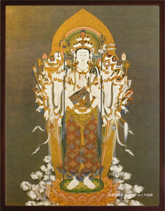 楽天市場】仏画 ポスター額 「千手観音」 複製画 額付き（額外寸41x52 