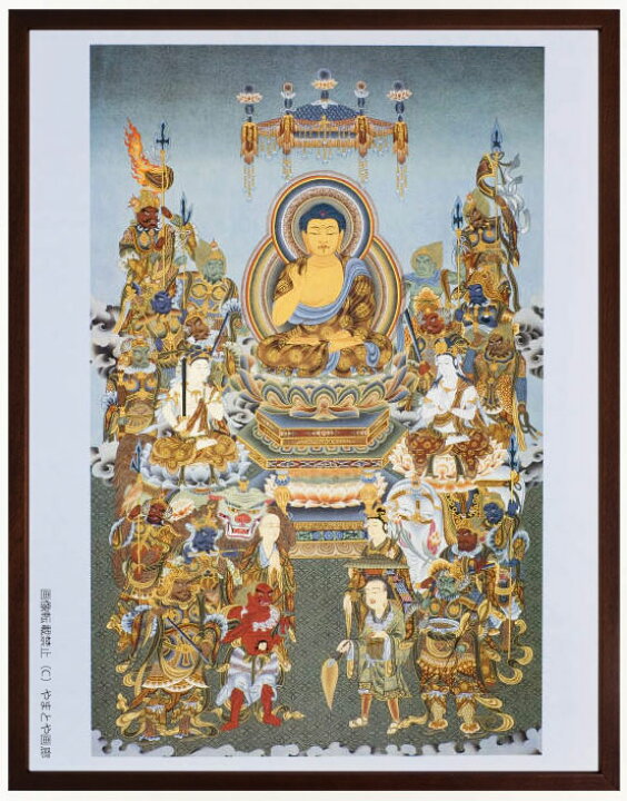 楽天市場】仏画 ポスター額 「釈迦と十六善神」 複製画 額付き（額外寸 