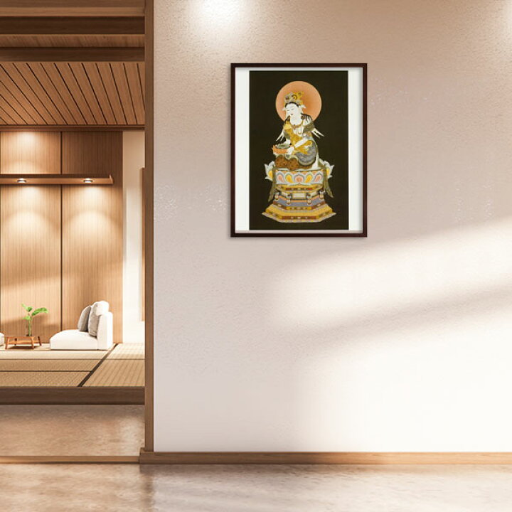 楽天市場】仏画 ポスター額 「観音菩薩」 複製画 額付き（額外寸41x52 