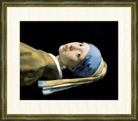 フェルメール 「真珠の耳飾りの少女」 F8号（額外寸64x56cm） 高精彩工芸画＋手彩入り 額付き 複製画 人物画 バロック期 17世紀オランダの画家 マウリッツハイス美術館 （オランダ）所蔵 青いターバン パール SNK-G4-BM001