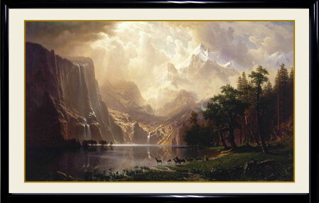 アルバート・ビアスタット「カリフォルニアのシエラネバダ山脈の中で」キャンバスにジクレー複製画額付き絵画洋画アメリカの山岳風景ハドソン・リバー派スミソニアン・アメリカンアート美術館/所蔵