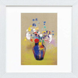 ルドン「花瓶」額外寸28x28cm 美術工芸画 ジクレー版画 額入り 複製画 象徴主義 静物画 花束 ブーケ 個人蔵