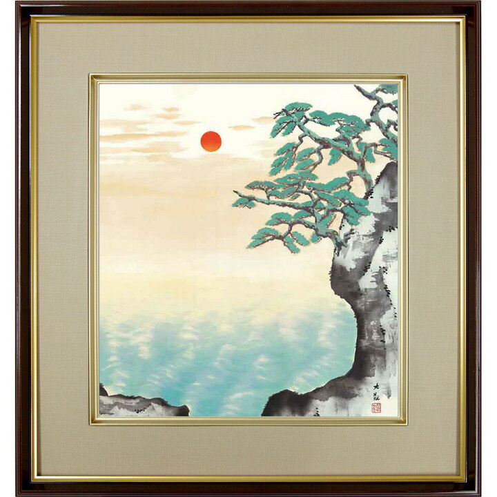 楽天市場】横山大観「海暾 (かいとん) 」名画 複製色紙額 特殊工芸画 