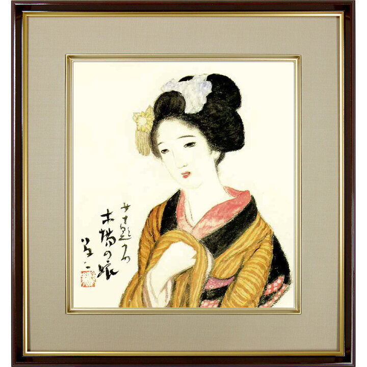楽天市場】色紙額 竹久夢二「木場の娘」 複製色紙額 特殊工芸画 額入り 