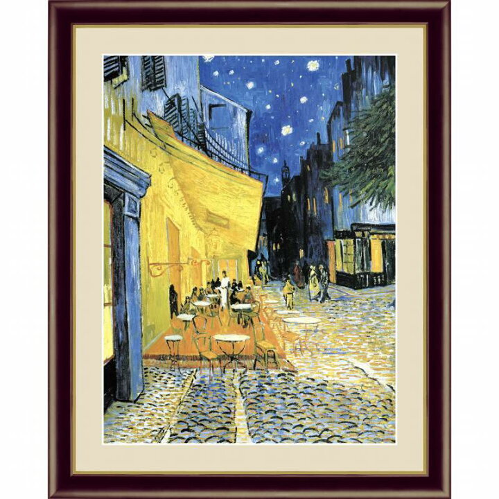 楽天市場 ゴッホ 夜のカフェテラス F6号 額外寸52ｘ42cm 高精彩工芸画 手彩入り 木製額付き 複製画 レプリカ ポスト印象派 風景画 クレラー ミュラー美術館所蔵 アルルの街 オランダの画家 G4 Bm051 やまとや画廊