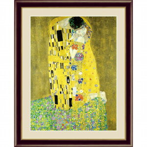 グスタフ・クリムト 「接吻」 F4号（額外寸42x34cm） 高精彩工芸画＋手彩入り 木製額付き 複製画 レプリカ アールヌーヴォー 世紀末 ウィーン分離派 洋画 Klimt The Kiss キッス キス G4-BM070