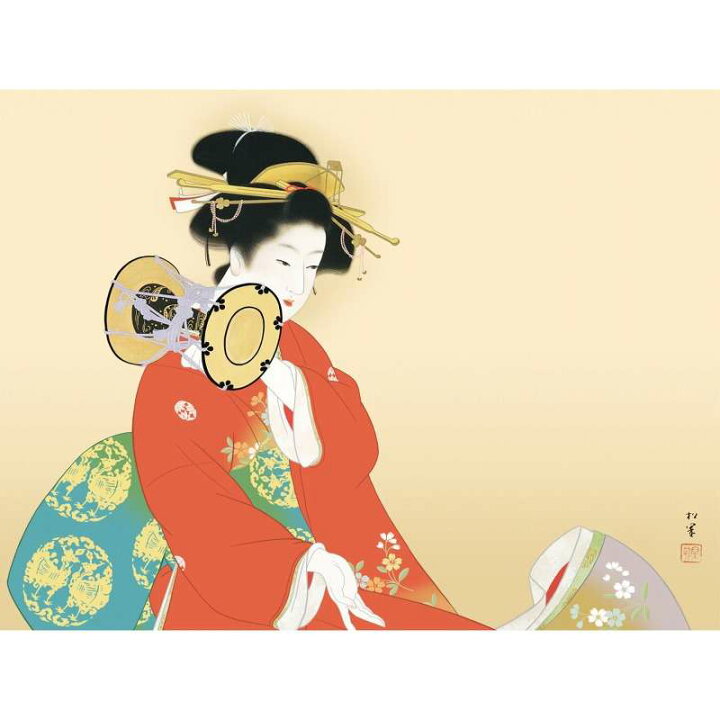 楽天市場】上村松園 「鼓の音」 F6号（額外寸52x42cm） 高精彩巧芸画 