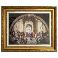 絵画　P10号　ラファエロ 「アテナイの学堂」 複製画　世界の名画　額入り　イタリア　盛期ルネサンス　…