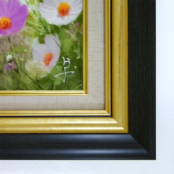 楽天市場】油彩画 長岡卓 「なかよし（トイプードル）お花のなかで 