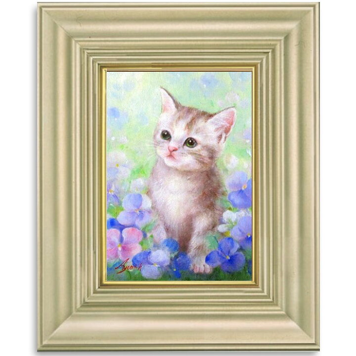 猫のルー】SM 絵画 原画 油絵 油彩 キャンバス 猫 ネコ 猫の絵 アート 