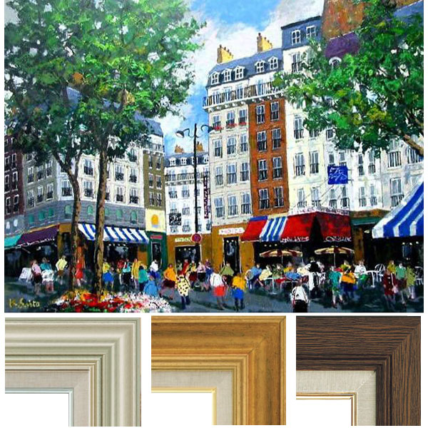 油彩画 斉藤要 「パリの街」 F6号 額入り 油絵 風景画 額装絵画 手描き