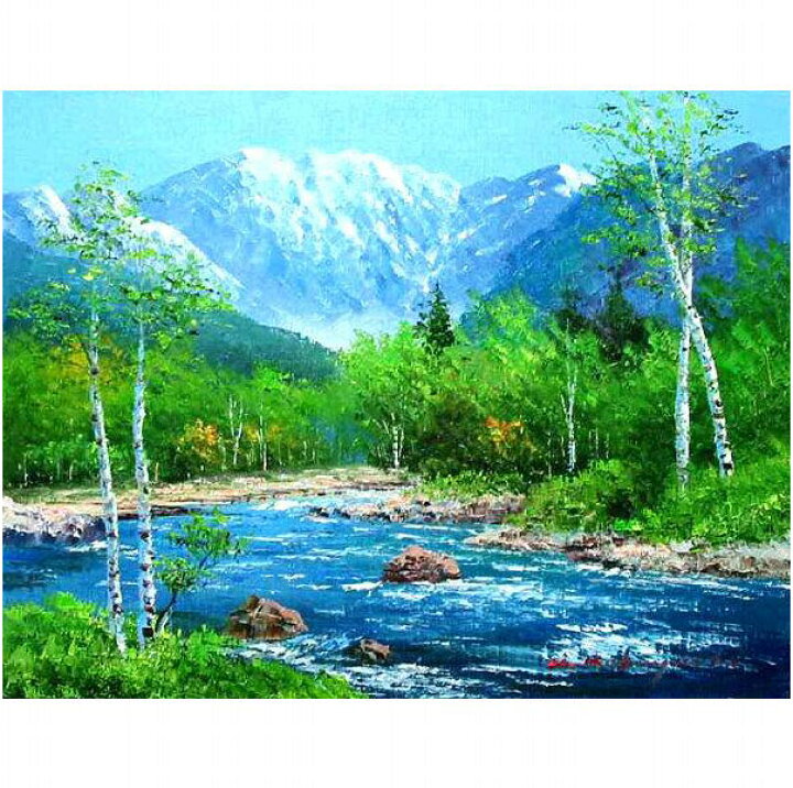 油彩画 作者不明 風景画 森 湖 川 額サイズ 額サイズ 縦67cm 横92cm 絵 