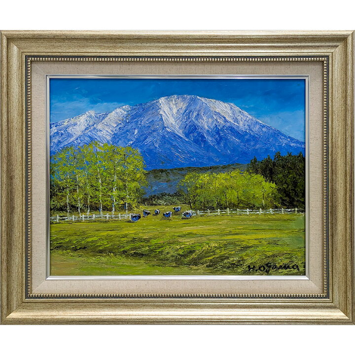 楽天市場】油彩画 F6号 小川久雄「岩手山を望む」 油絵 真筆 額入り 