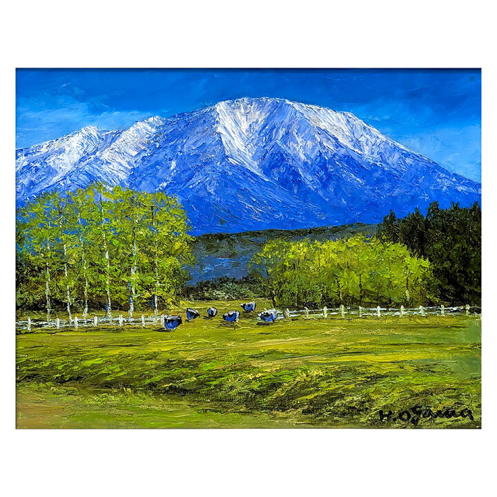 楽天市場】油彩画 F6号 小川久雄「岩手山を望む」 油絵 真筆 額入り 