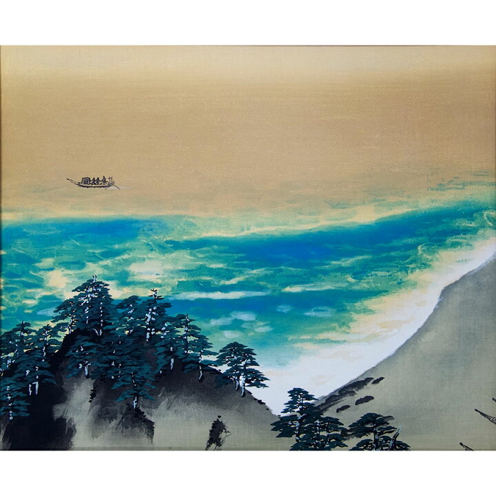 楽天市場】☆ 木版画 横山大観 「漁村の曙」木版画 複製版画 額入り F8 