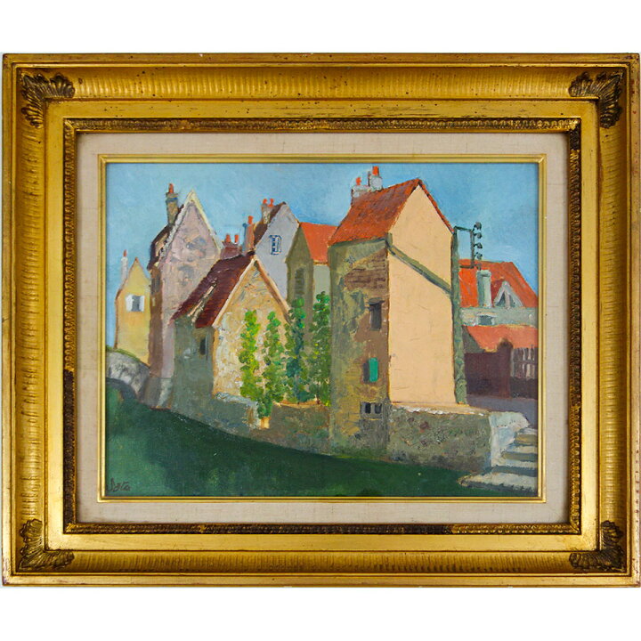 楽天市場】油彩画 佐藤真一 「川沿いの家 CHARTRES FRANCE」 F6号 額 