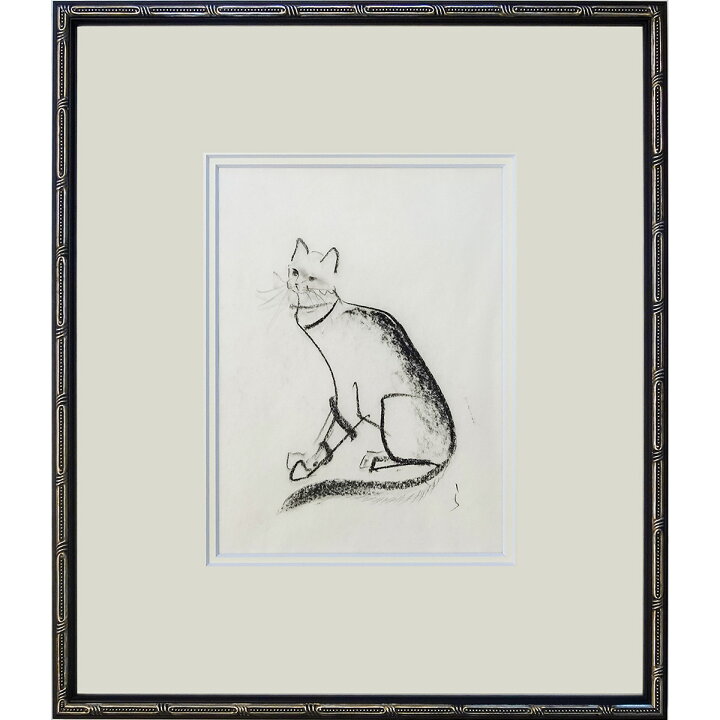 楽天市場】版画 小沢良吉 「猫」 パステル画 額付き ねこ 猫の画家 