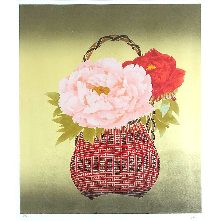 楽天市場】堀文子「牡丹」 セリグラフィ シルクスクリーン 版画 純金箔 