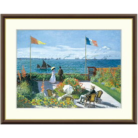 モネ 「サン・タドレスのテラス」 F8号（額外寸61x49.5cm） 高精彩工芸画＋手彩入り 額付き 複製画 作品 絵画 美術品 アート 風景画 印象派の巨匠 フランスの画家 洋画 Monet