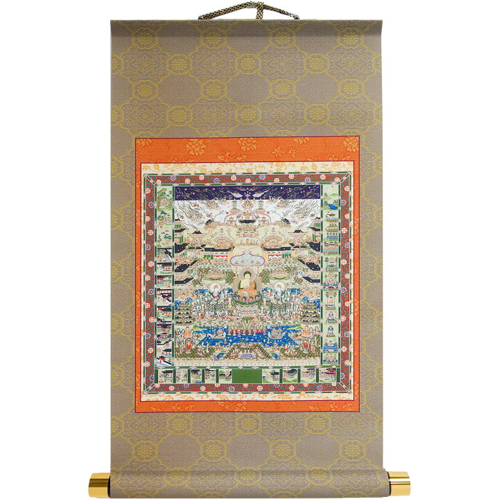 楽天市場】掛け軸 「極楽浄土図 （観経曼荼羅）」 模表装 30x61cm 