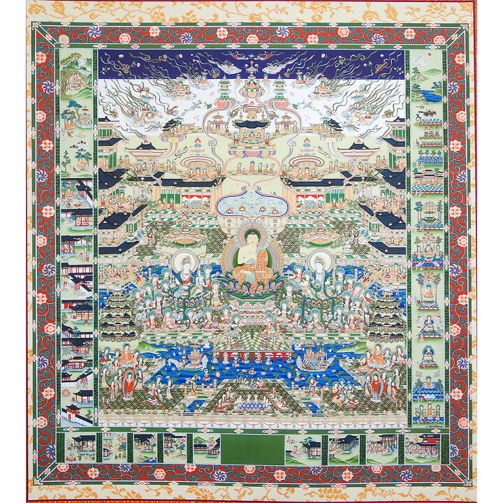 楽天市場】掛け軸 「極楽浄土図 （観経曼荼羅）」 模表装 30x61cm 
