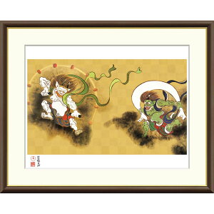 ● 尾形光琳 「風神雷神図」額入り 複製画 高精彩工芸画 額装画 日本画 名画 レプリカ 琳派 京都 俵屋宗達 重要文化財 東京国立博物館所蔵 J2-141 【納期:約1週間】